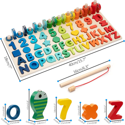 Jeu éducatif Montessori comptage et formes + pêche apprentissage