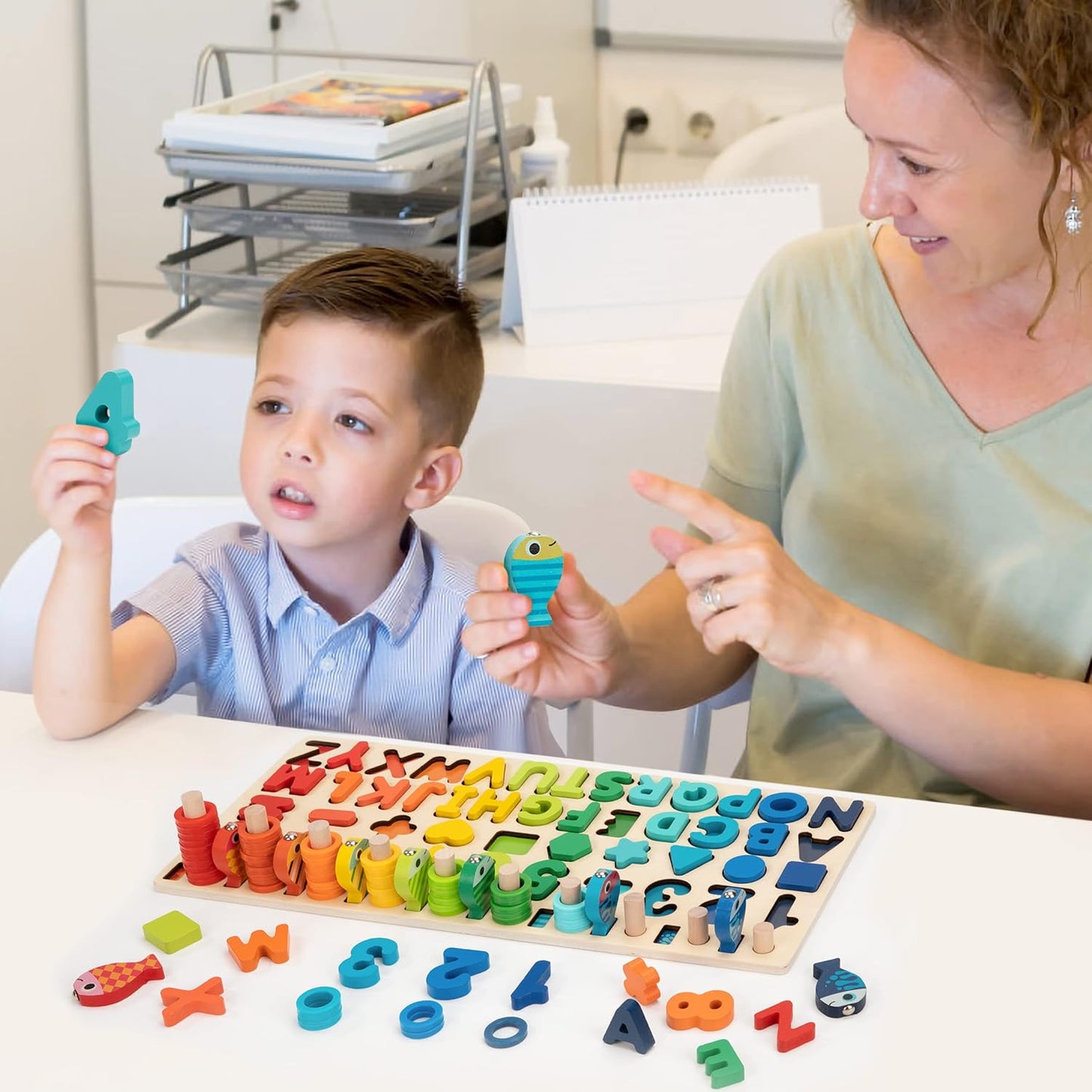 Jeu éducatif Montessori comptage et formes + pêche apprentissage