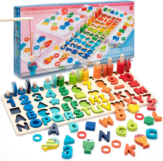 Jeu éducatif Montessori comptage et formes + pêche apprentissage